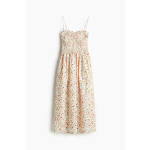 Floral Smocked Midi Dress in Cream